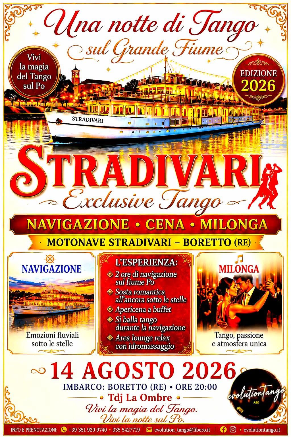 STRADIVARI Exclusive Tango -Navigazione - Cena - Milonga Tdj La Ombre