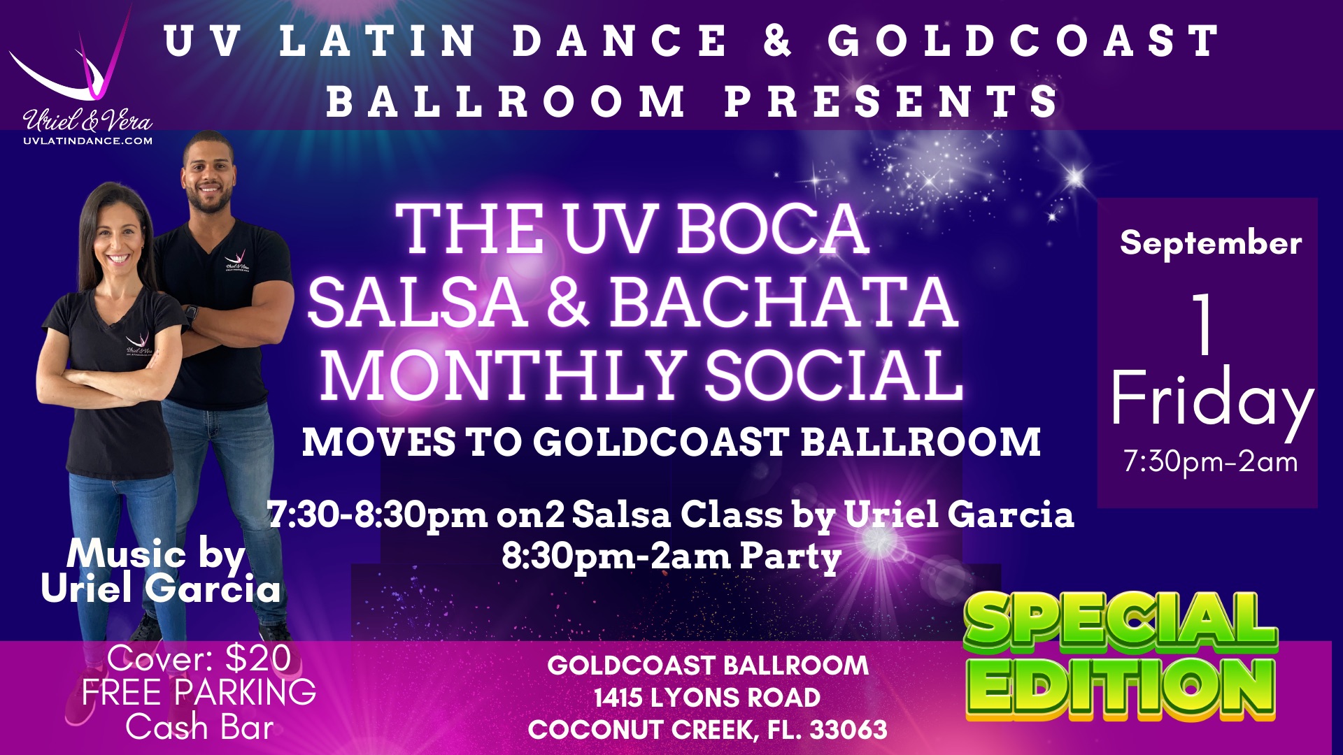 The UV Boca Salsa and Bachata Social moves to Goldcoast