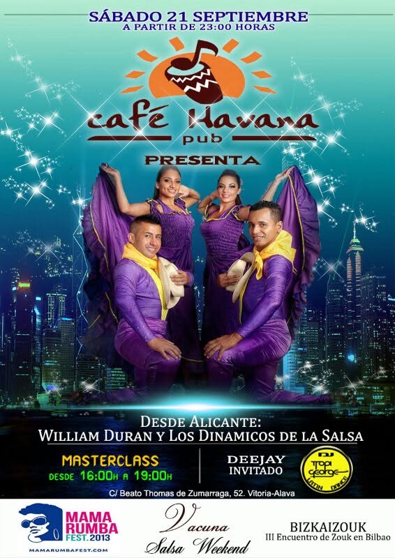 Master class y Fiesta con William Duran y los dinamicos de la salsa desde Alicante