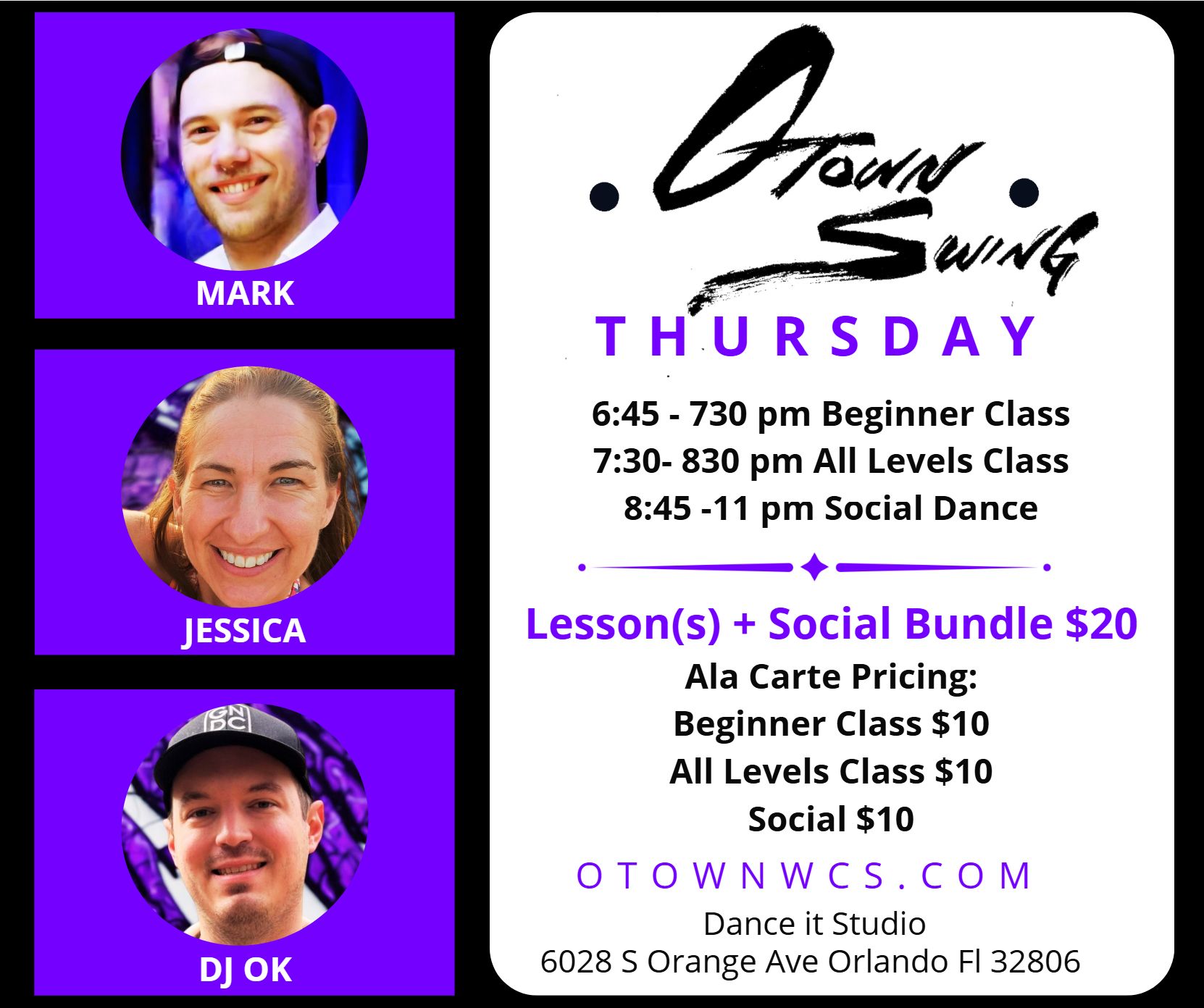 OTown Thursday Night WCS Class & Social Dance
