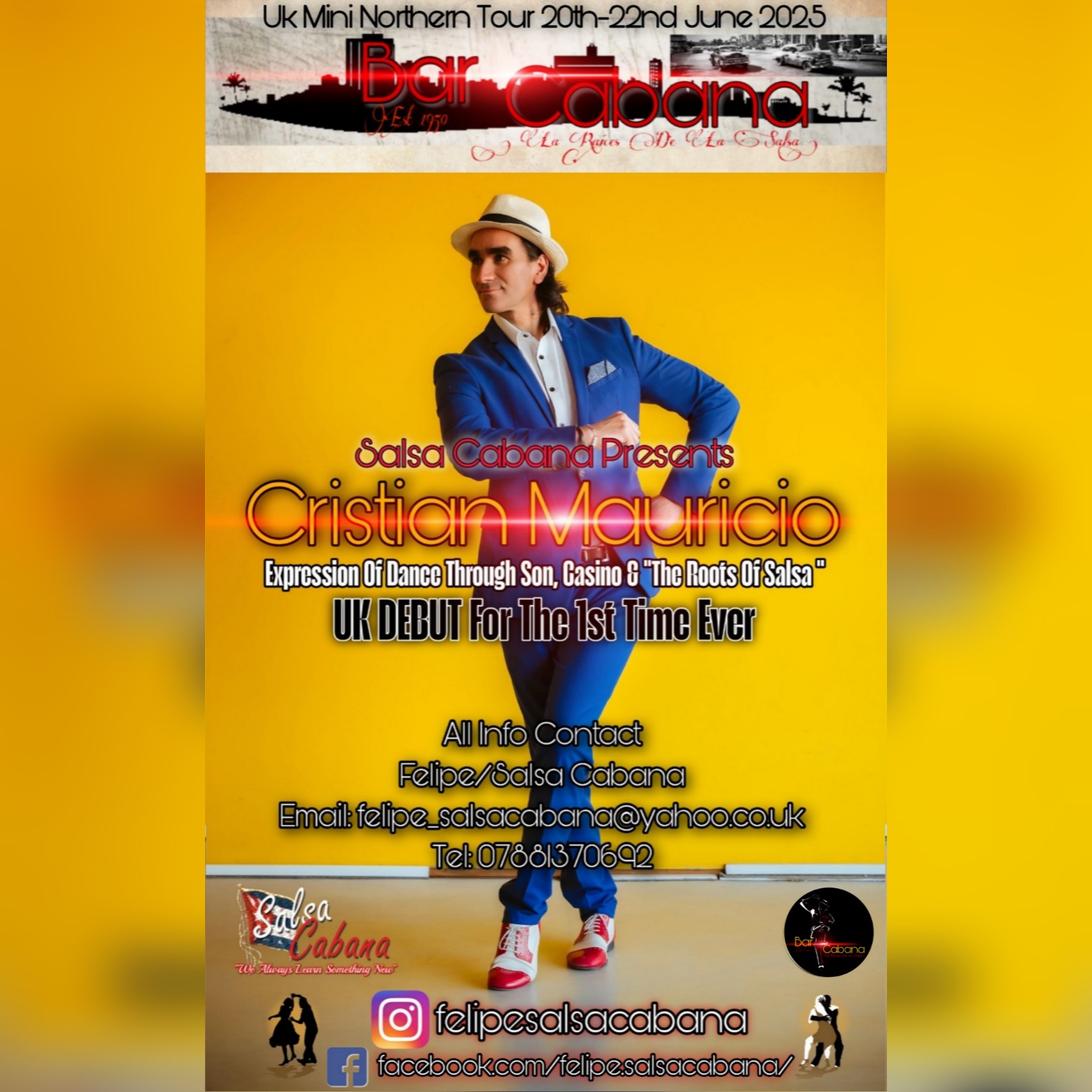 Salsa Cabana Presents International Artist⭐CRISTIAN MAURICIO⭐DJ MARK HUDDLESTON⭐Cuban Night