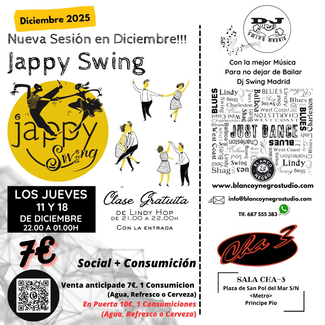 Nueva Sesión Jappy Swing en la Sala Cha-3. Con la colaboracioón de Blanco y Negro Studio.