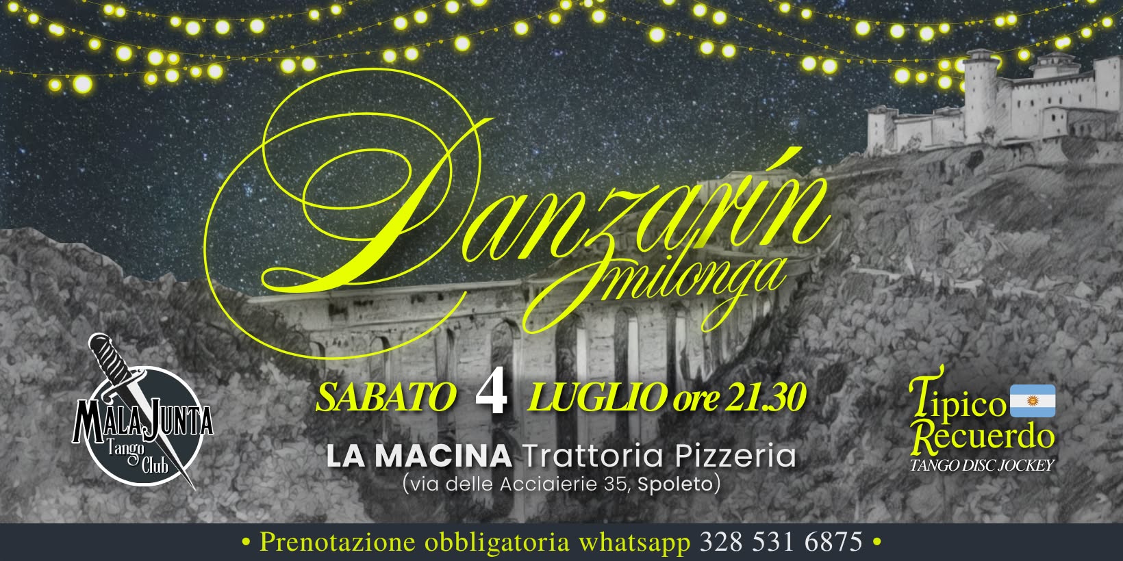 Danzarรญn Milonga โข 4 Luglio โข Spoleto