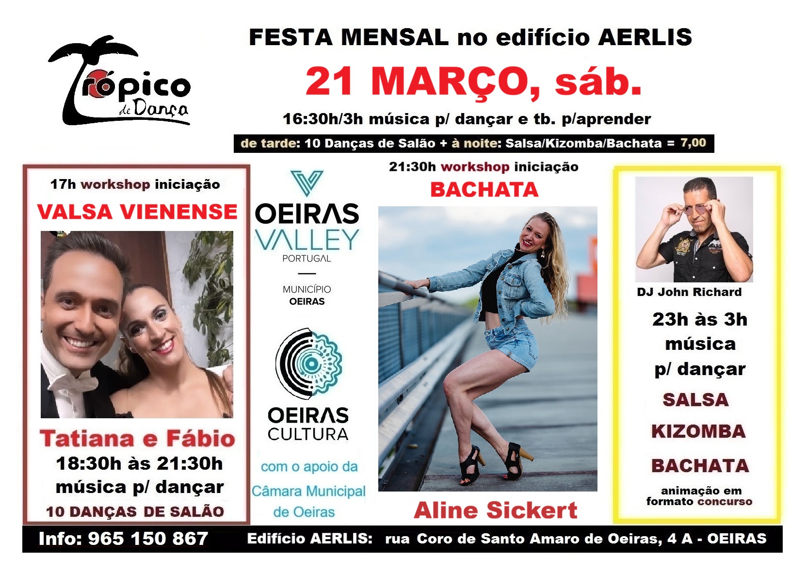 Festa março: Salsa Bachata Kizomba e 10 Danças de Salão