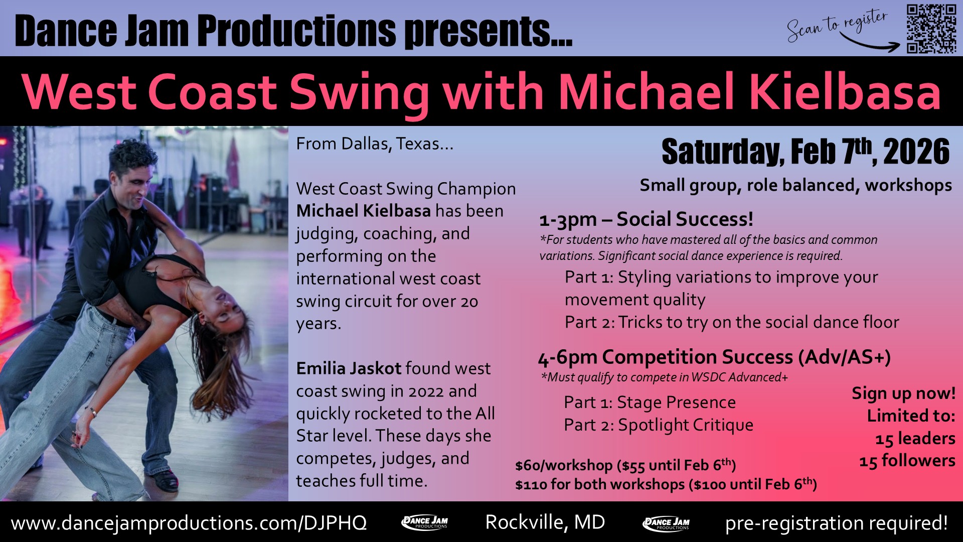 DC West Coast Swing workshops with Michael Kielbasa