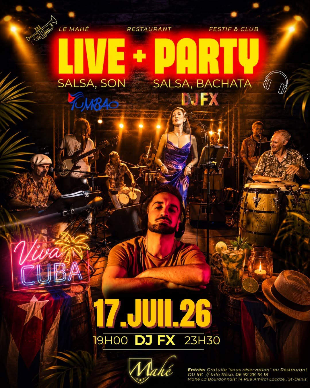 ✨Concert Live by TUMBAO🎺✨ & Soirée Salsa Bachata by DJ FX 🎧 au MAHÉ 🔥