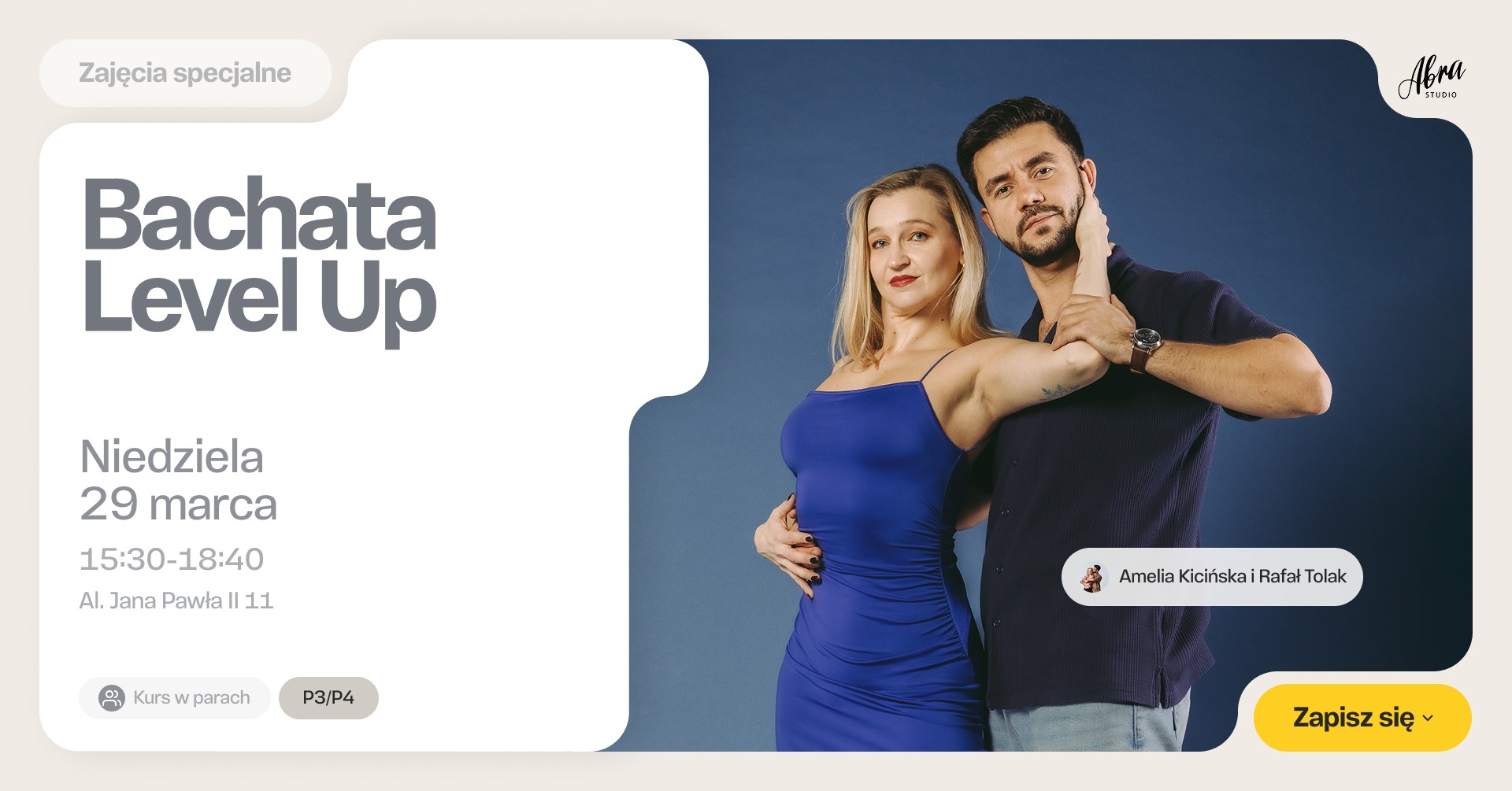 Bachata Level Up z Amelią & Rafałem poziom P3 P4