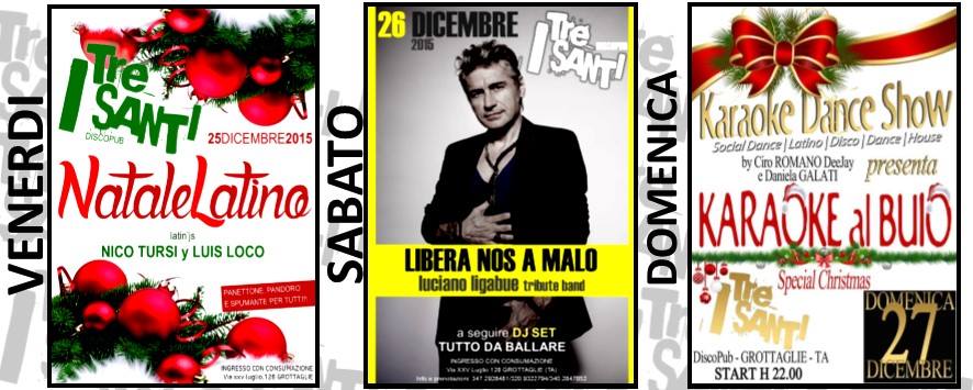 WEEKEND NATALIZIO targato I TRE SANTI Discopub
