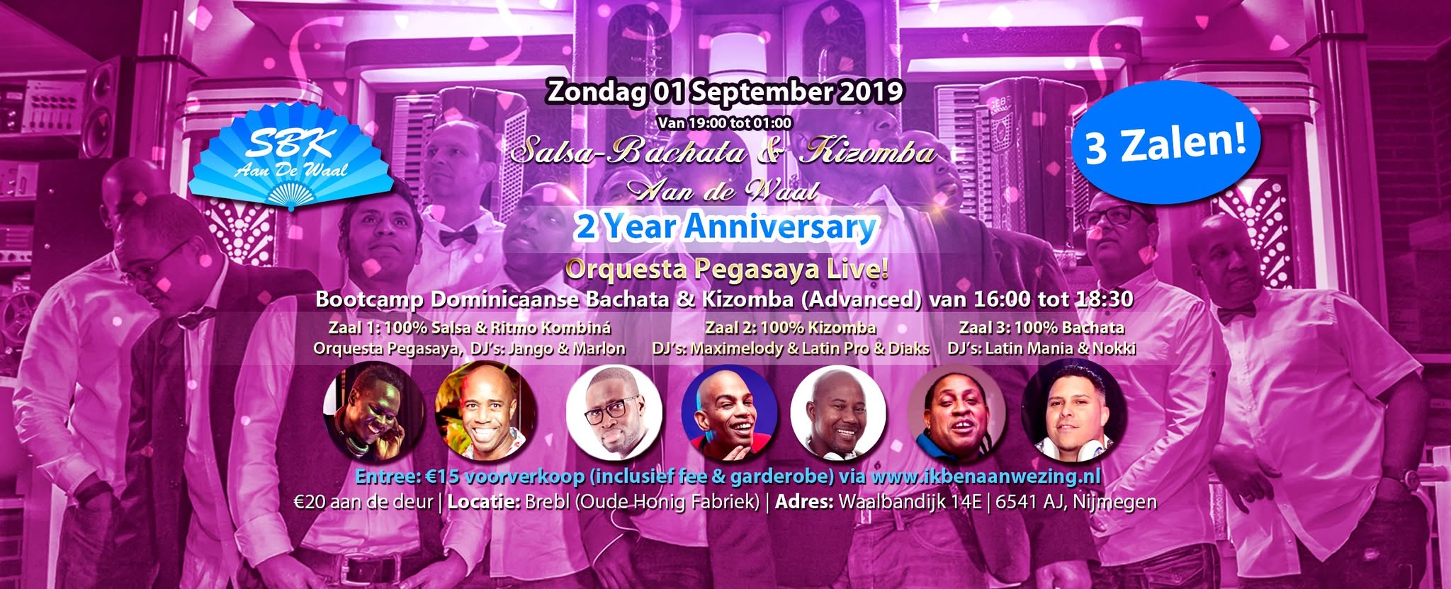 SBK 2 Years Anniversary Orquesta Pegasaya 3 zalen 7 DJ'S