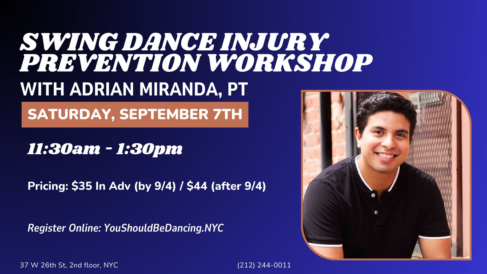Swing Dance Injury Prevention Workshop with Adrian Miranda, PT