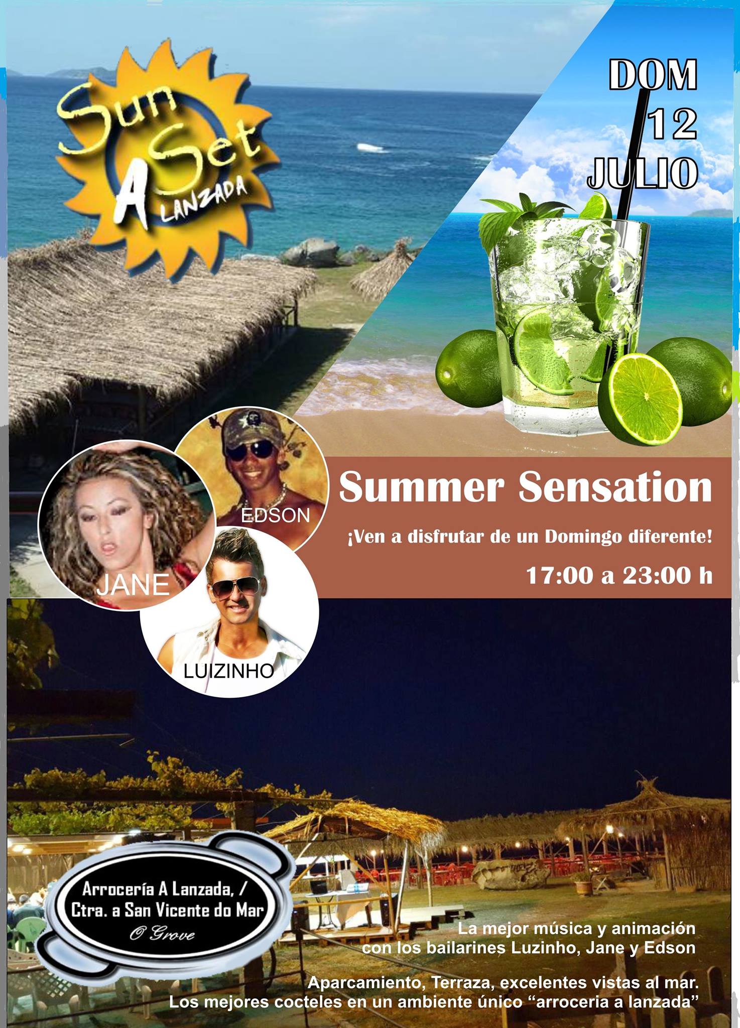 SUMMER SENSATION con LUizinho Astral- Edson Santos- Jane Zouk...ARROCERIA BAR RTE...A LANZADA...DOMINGO 12 DE JULIO...DE 17:00 A 23:00