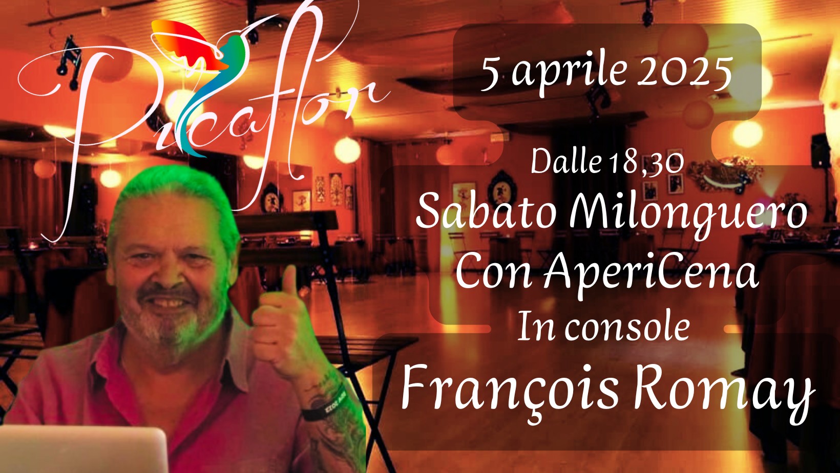 Sabato Milonguero con AperiCena in console Francois Romay