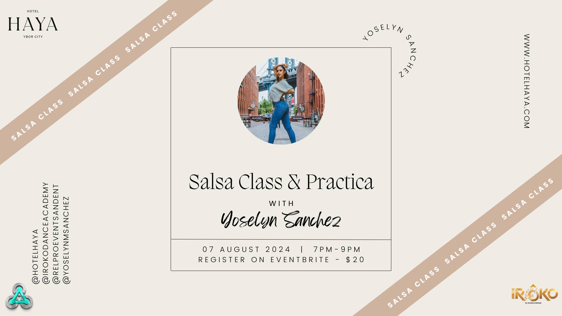 Salsa Class & Practica w Yoselyn Sanchez @Hotel Haya!