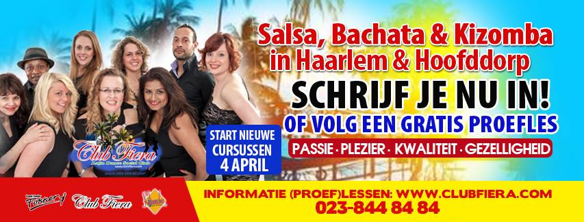 GRATIS proeflessen SALSA, BACHATA, KIZOMBA ♥ Club Fiera Haarlem & Hoofddorp