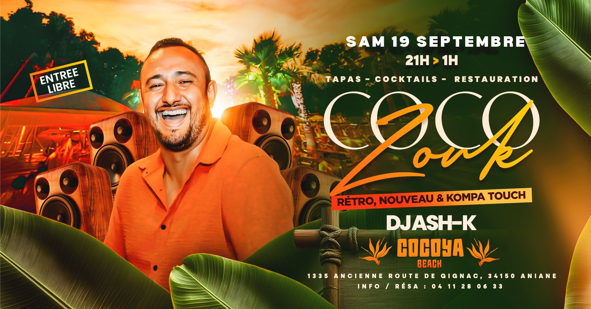 COCO’ZOUK 🌴 SAMEDI 19 SEPTEMBRE ~ COCOYA BEACH * DJ ASH-K