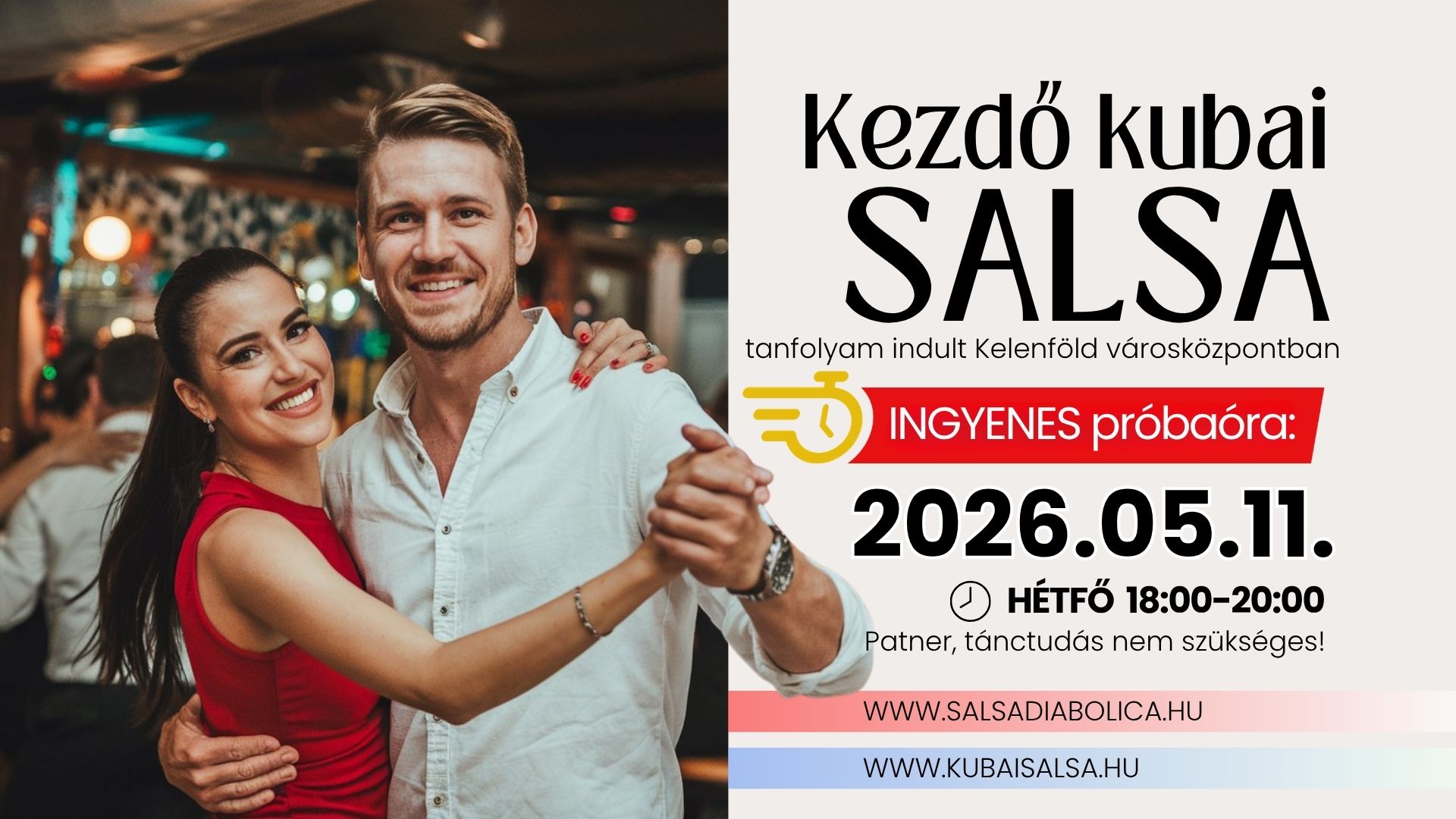 Ingyenes próbaórával csatlakozz teljesen kezdő kubai salsa tanfolyamunkhoz! (Hétfő, 18:00, XI.ker.)