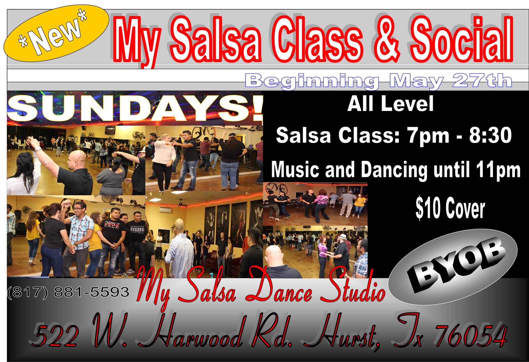 Sunday Class & Social at My Salsa! 7 - 11pm BYOB!