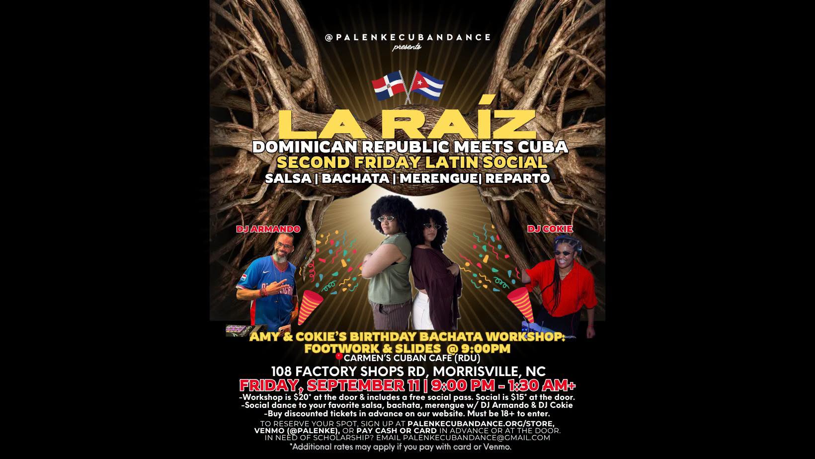 La Raíz Latin Social + Bachata Footwork & Slides Workshop Birthday Celebration 🇩🇴🎂