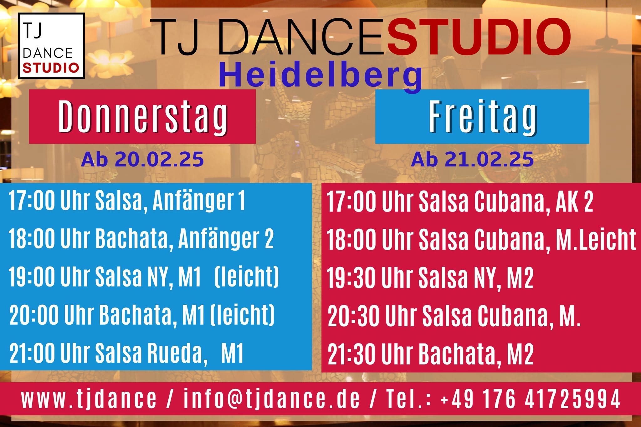 Neue Tanzkurse ab dem 20. Februar 2025 im TJ Dancestudio Heidelberg! 💃🕺