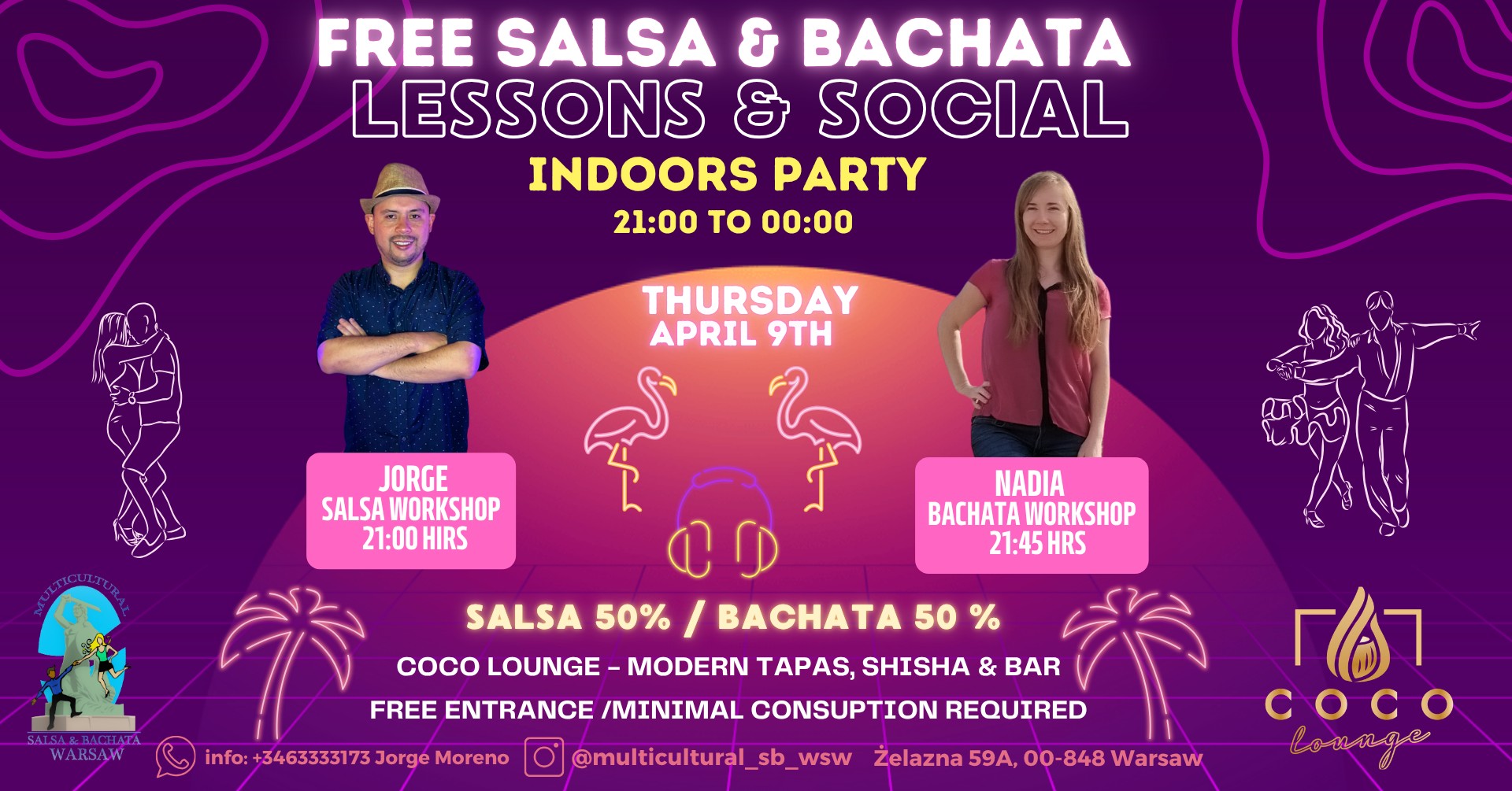 FREE INDOORS SALSA & BACHATA LESSONS & SOCIAL DANCE PARTY