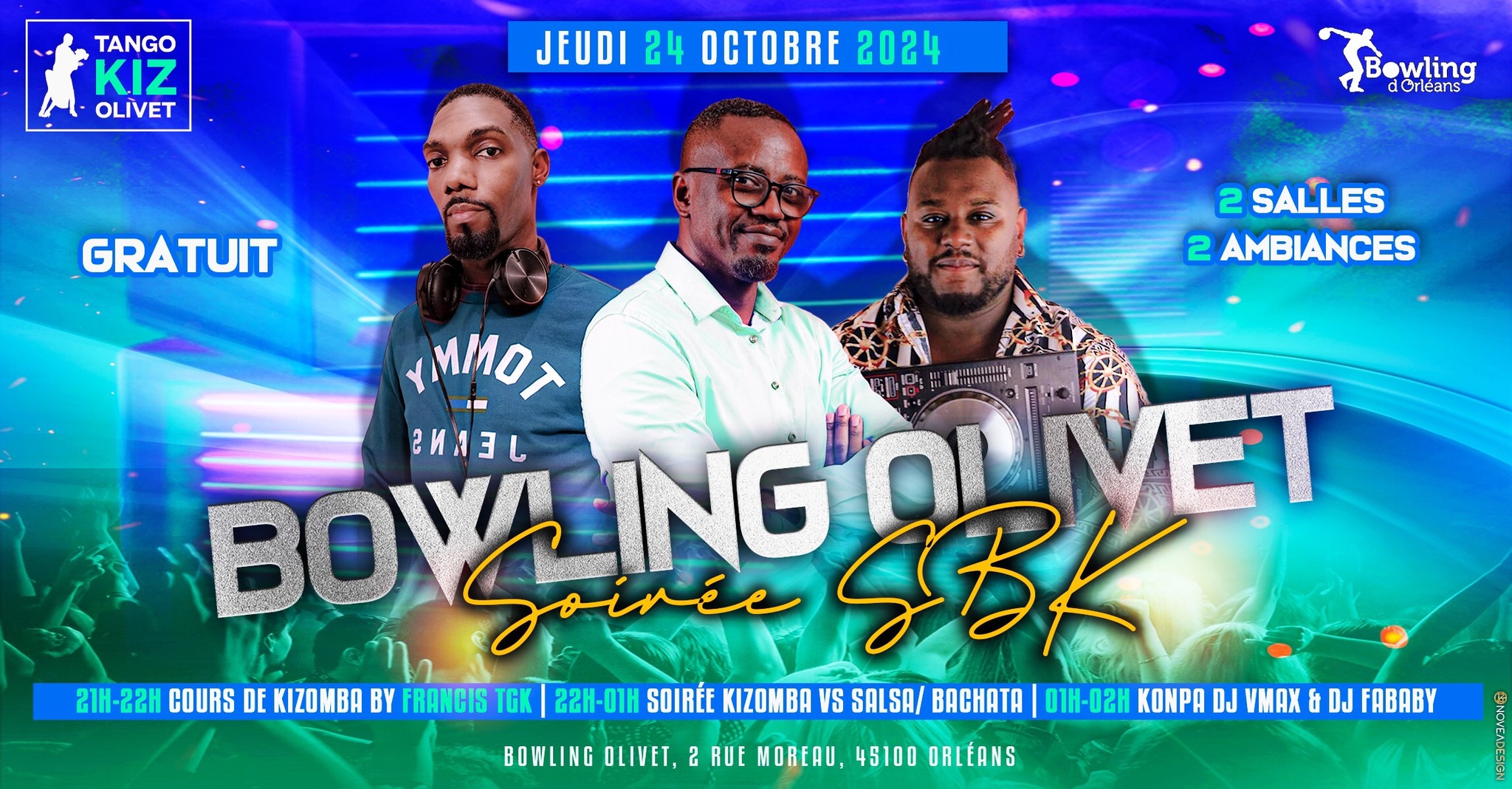 Soirée SBK (salsa Bachata Kizomba) BOWLING OLIVET. GRATUIT ET OUVERT À TOUS