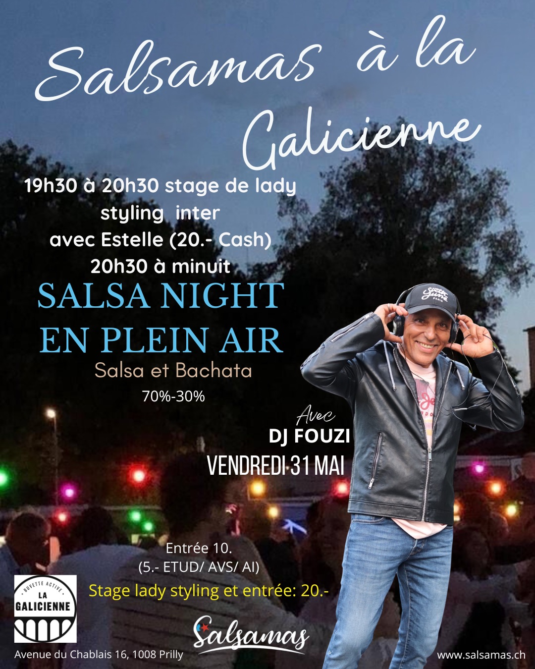Soirée Salsa et Bachata en plein air à la Galicienne stage avec Estelle, DJ Fouzi