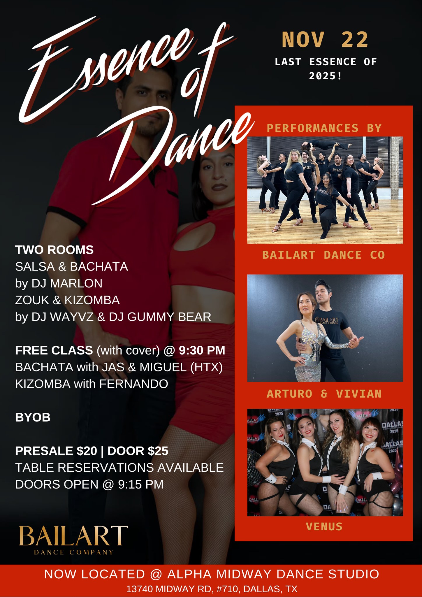 ESSENCE OF DANCE - DEBUTS by Arturo & Vivian and BAILART - class by Jas & Miguel from Houston!