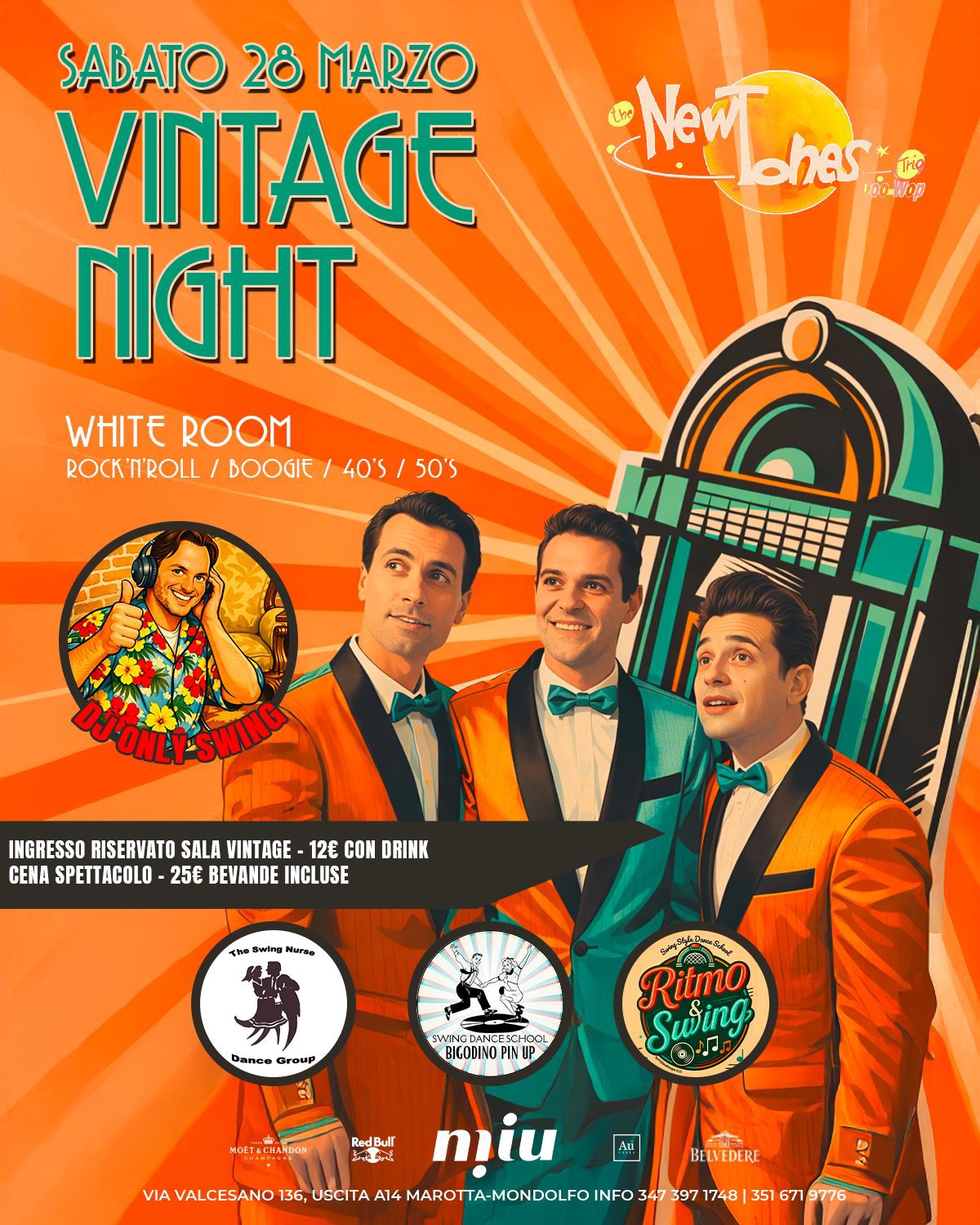 Vintage Night WHITE ROOM - Live New Tones da Roma Sabato 28 Marzo