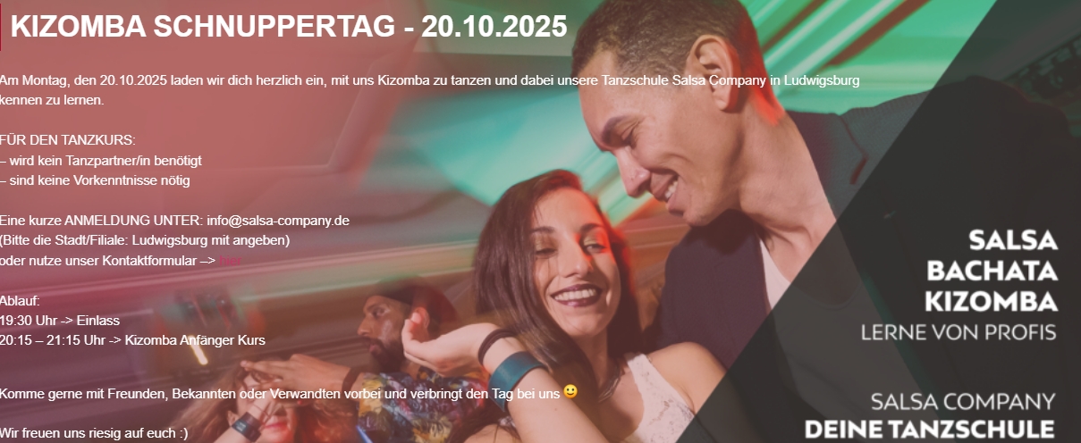 ✨ Kizomba Schnuppertag - Salsa Company Ludwigsburg ✨