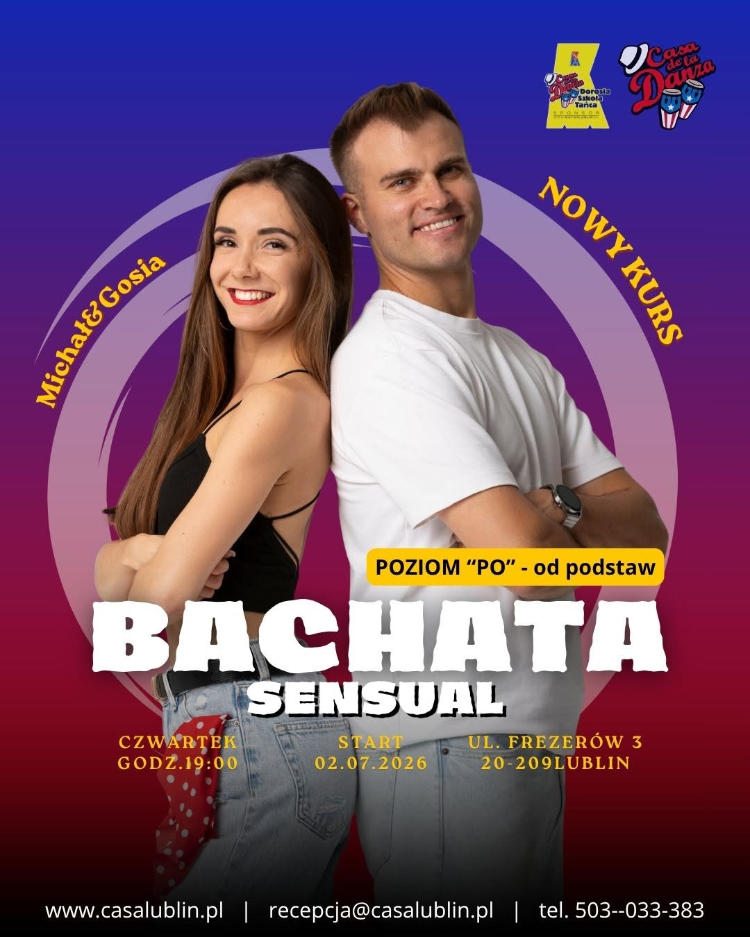 NOWY KURS ☀️ BACHATA SENSUAL W PARACH ☀️start: 02.07(czwartek) godz. 19:00 CASA DE KA DANZA
