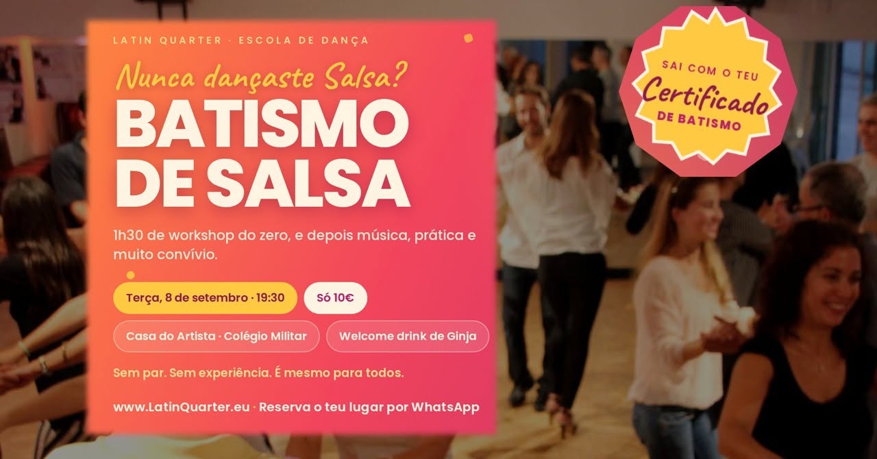Batismo de Salsa! Entra na Dança com Certificado! 8 Set 19h30