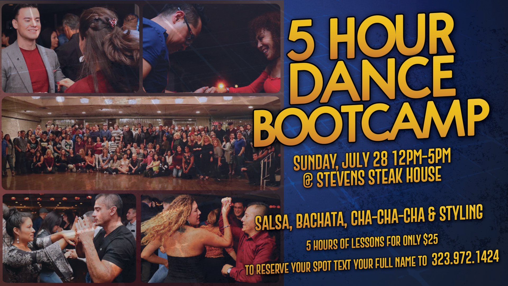 5 Hour Dance Bootcamp at Stevens Steak House