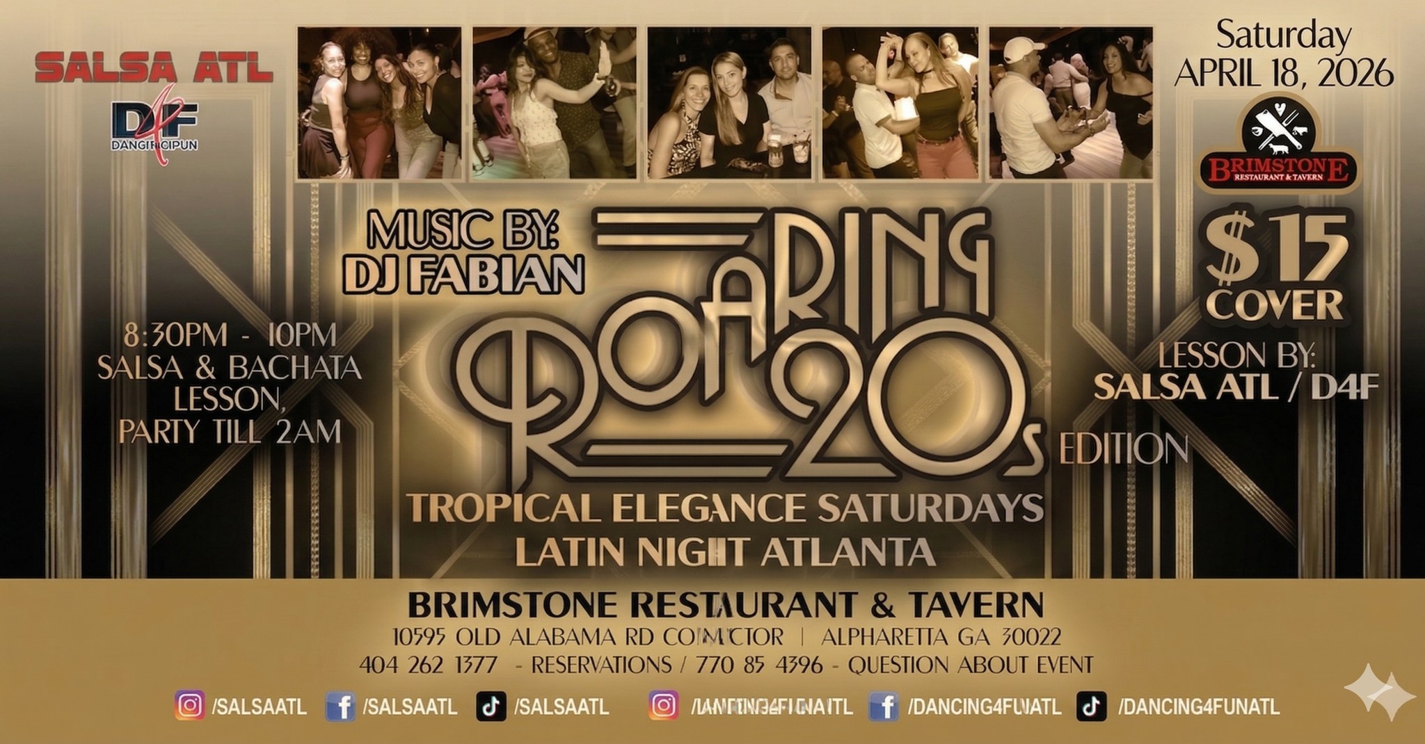 Saturday Roaring 20s Latin Night Atlanta @ Brimstone Tavern
