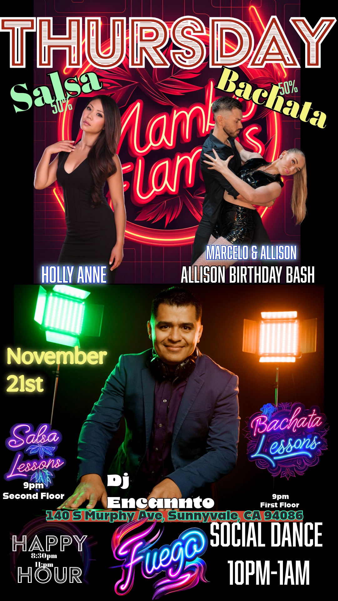 Salsa & Bachata Social !! Mambo Flames Celebrating Allison Birthday Bash