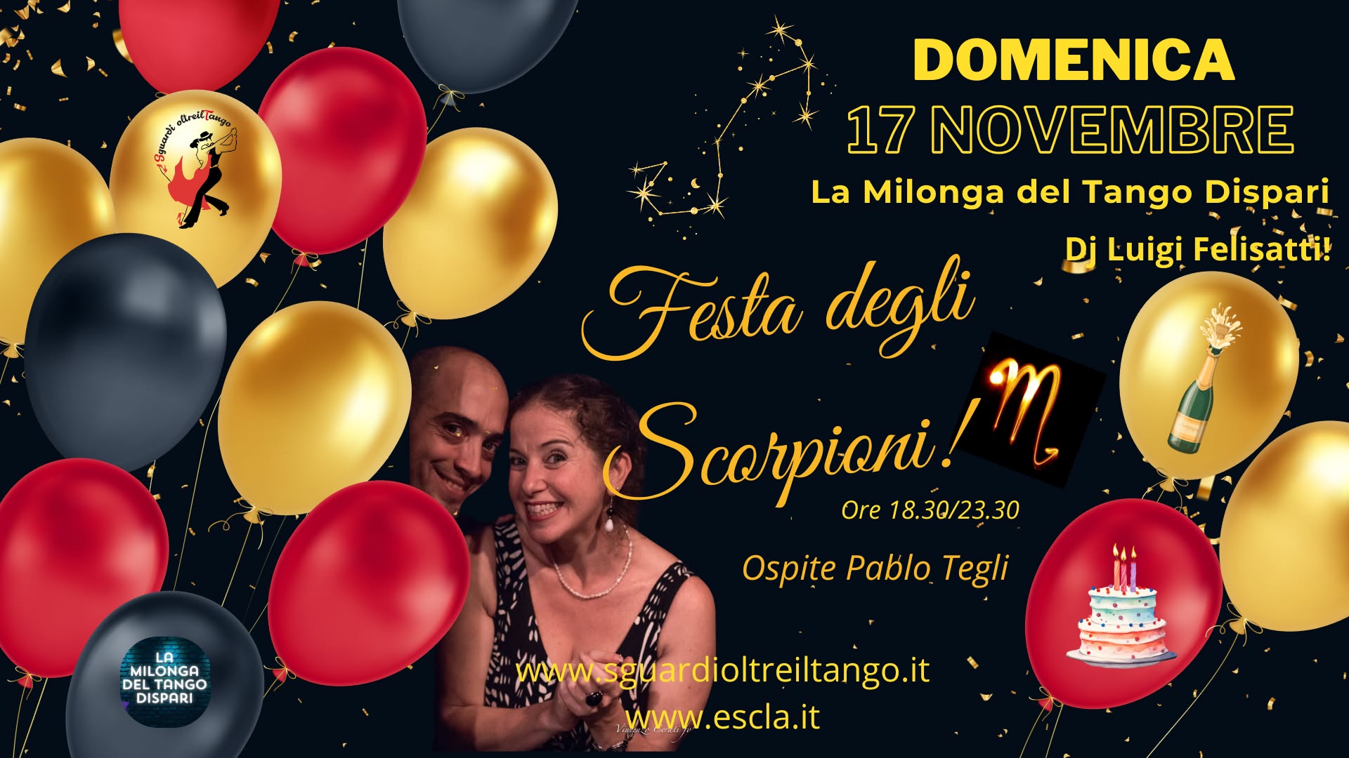 Festa degli Scorpioni al Dispari! Ospite Pablo Tegli! Dj Felisatti! Stage.