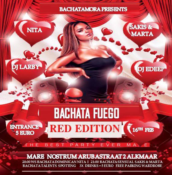 Bachata Fuego Romantic Red February 16th