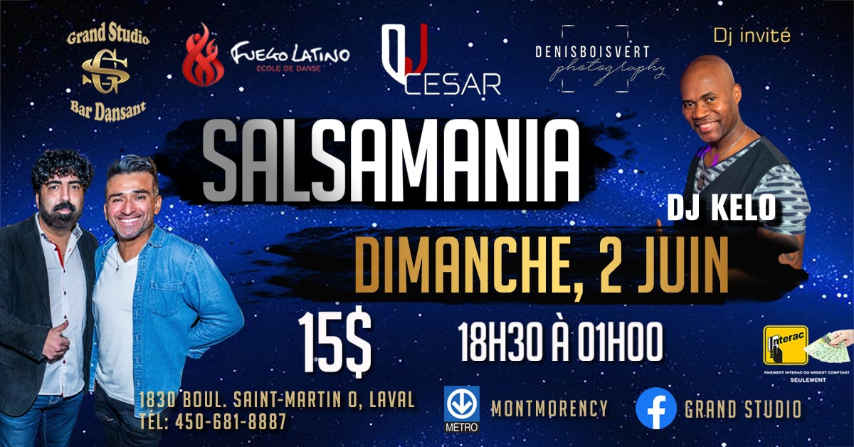 Danse Latine - Laval - SalsaMania - Dimanche 2 Juin 2024