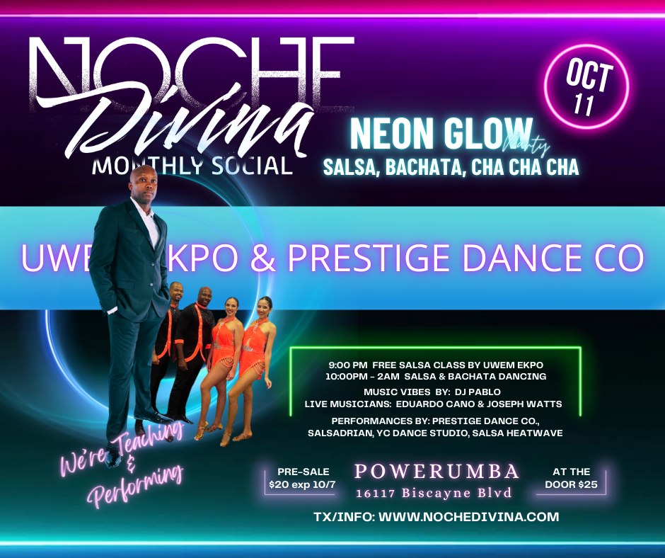 Noche Divina Salsa Bachata social (October) Glow Party