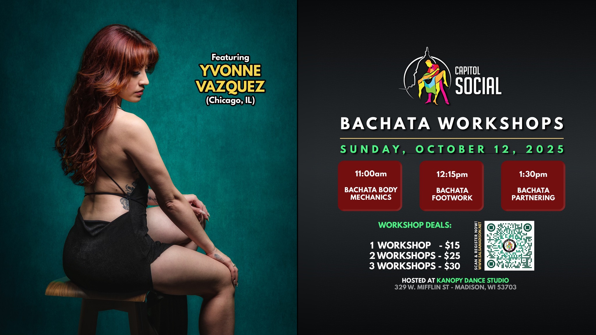 BACHATA Workshops w YVONNE VAZQUEZ (10 12 25)