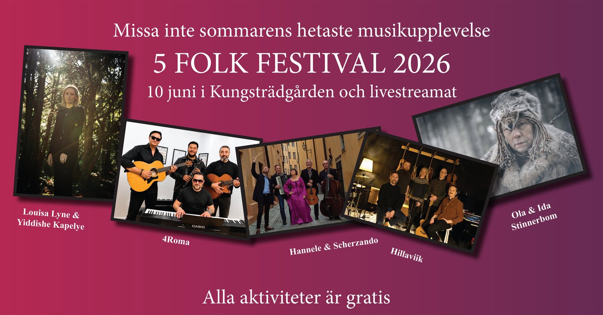 5 Folk Festival 10 juni 2026 på plats och livesänt!!!