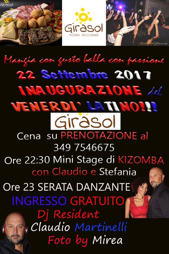 Cena Inaugurale Venerdì Latino al Girasol