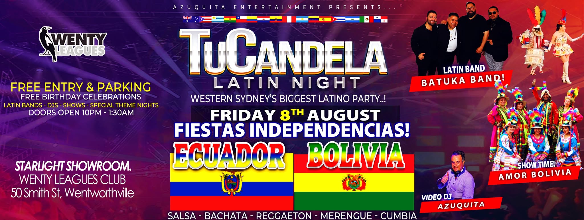 โ
๐๐ฎ๐๐๐ง๐๐๐ฅ๐ ๐๐๐ญ๐ข๐ง ๐๐ข๐ ๐ก๐ญ โ
FIESTA INDEPENDENCIA ๐ช๐จ๐ง๐ดECUADOR & BOLIVIA! ๐ช๐จ๐ง๐ด