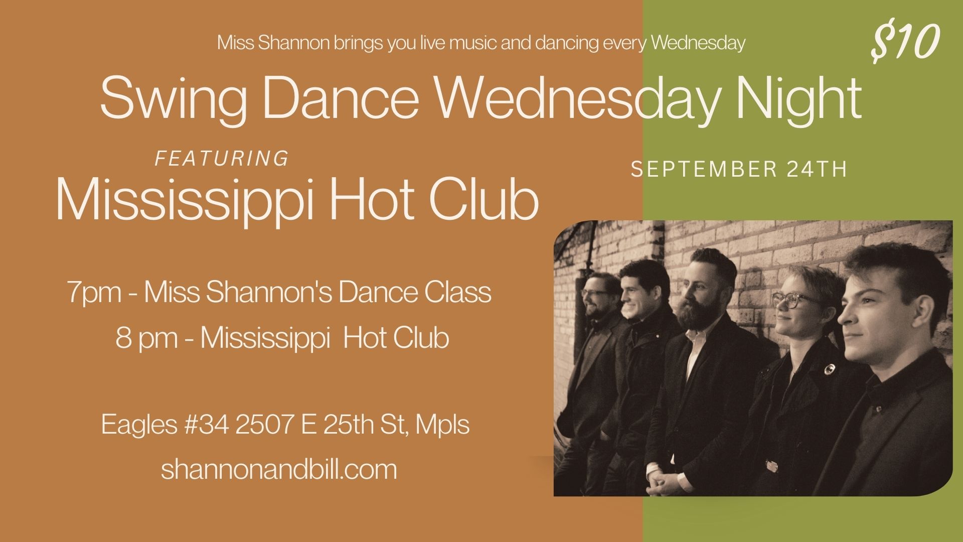 Mississippi Hot Club at Swing Dance Wednesday 9 24