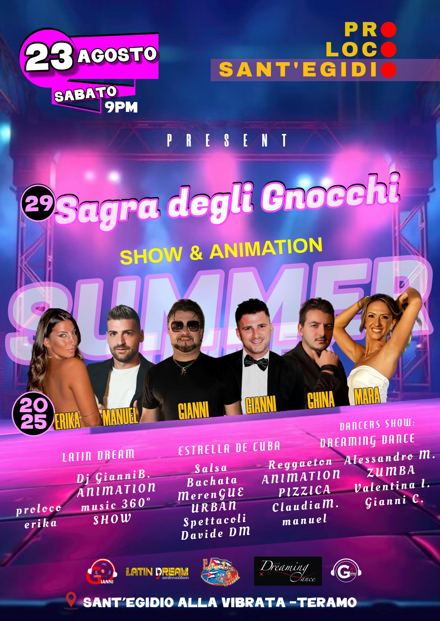 SABATO 23 AGOSTO SAGRA DEGLI GNOCCHI SANT'EGIDIO 100%LATINO