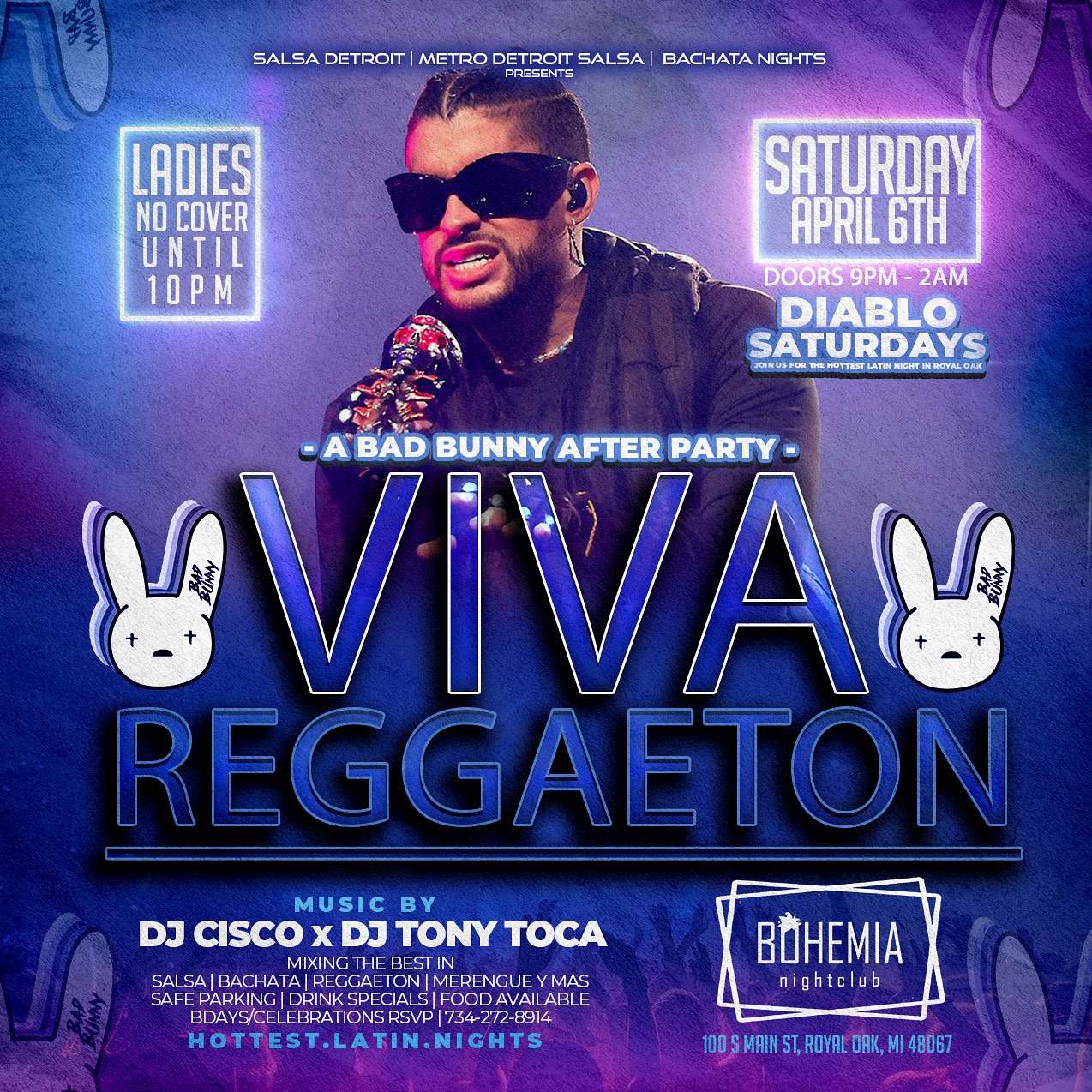 Diablo Saturdays @ Bohemia (Royal Oak) - Bad Bunny Afterparty