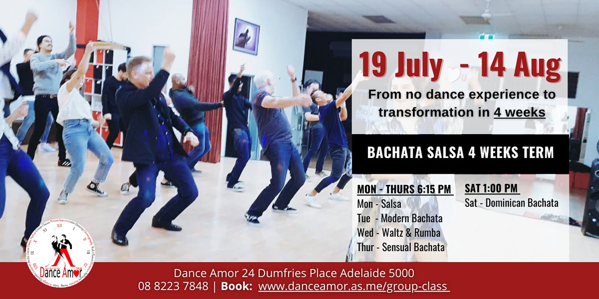 Bachata Salsa Novice Beginners Dance Class 4 Weeks Term 19 July 2021