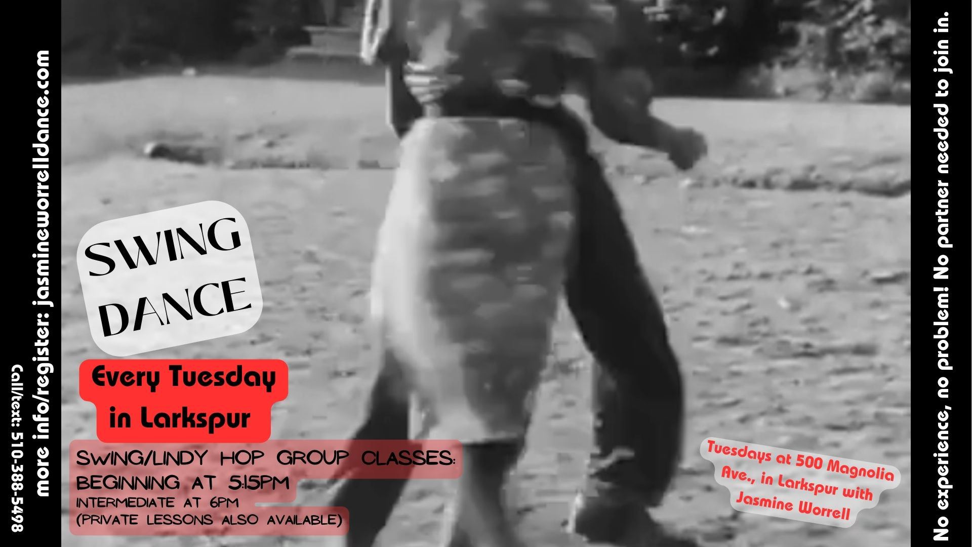 Swing Dance Classes! Group Lessons in Larkspur Open to all - 2 Levels to choose from!