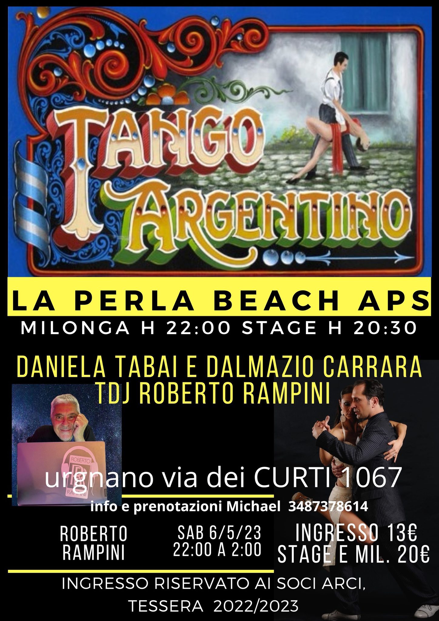 Milonga LA PERLA con Roberto Rampini e preserata con stage Tabai-Carrara