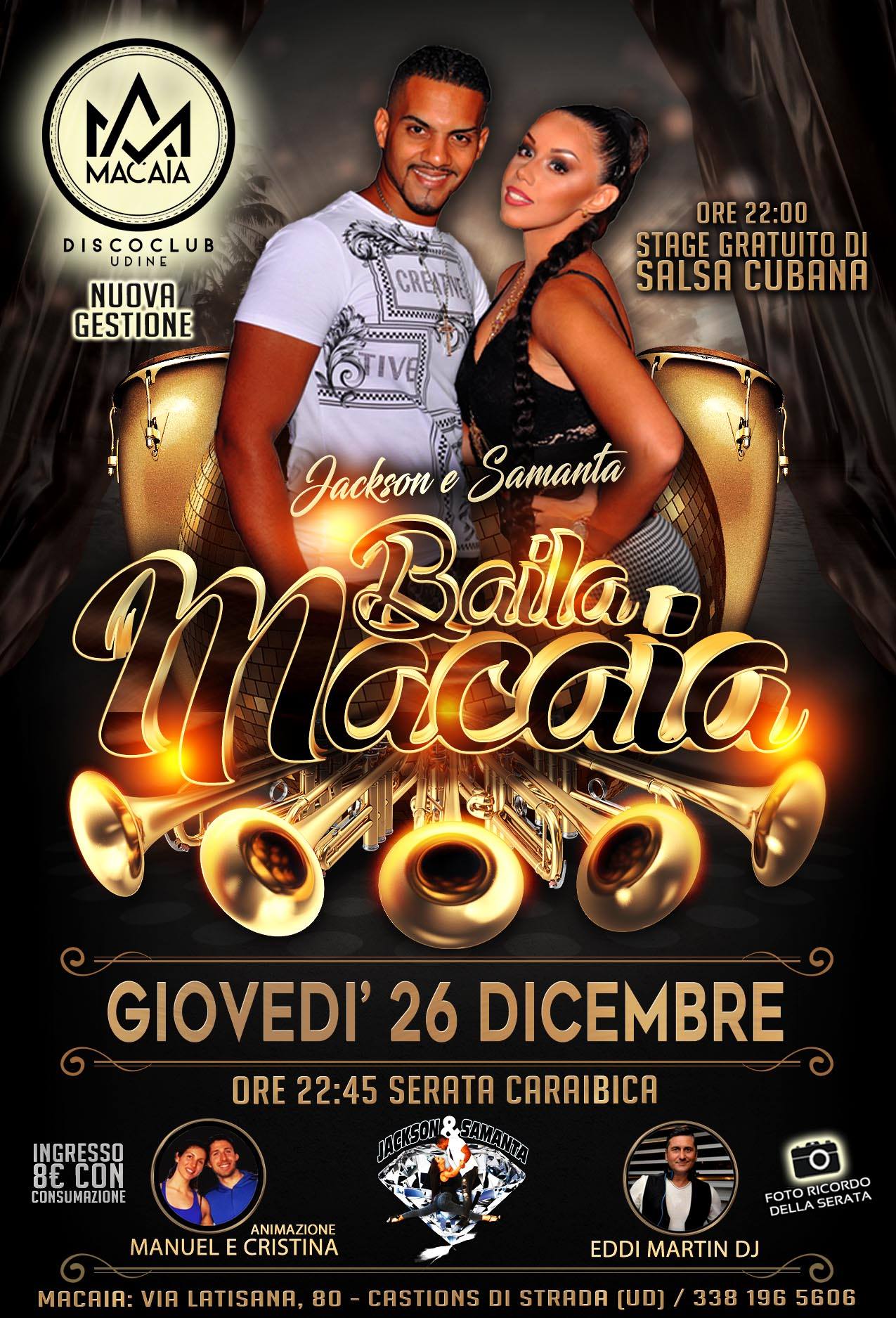 Baila Macaia Giovedì 26 Dicembre Stage e Serata Caraibica