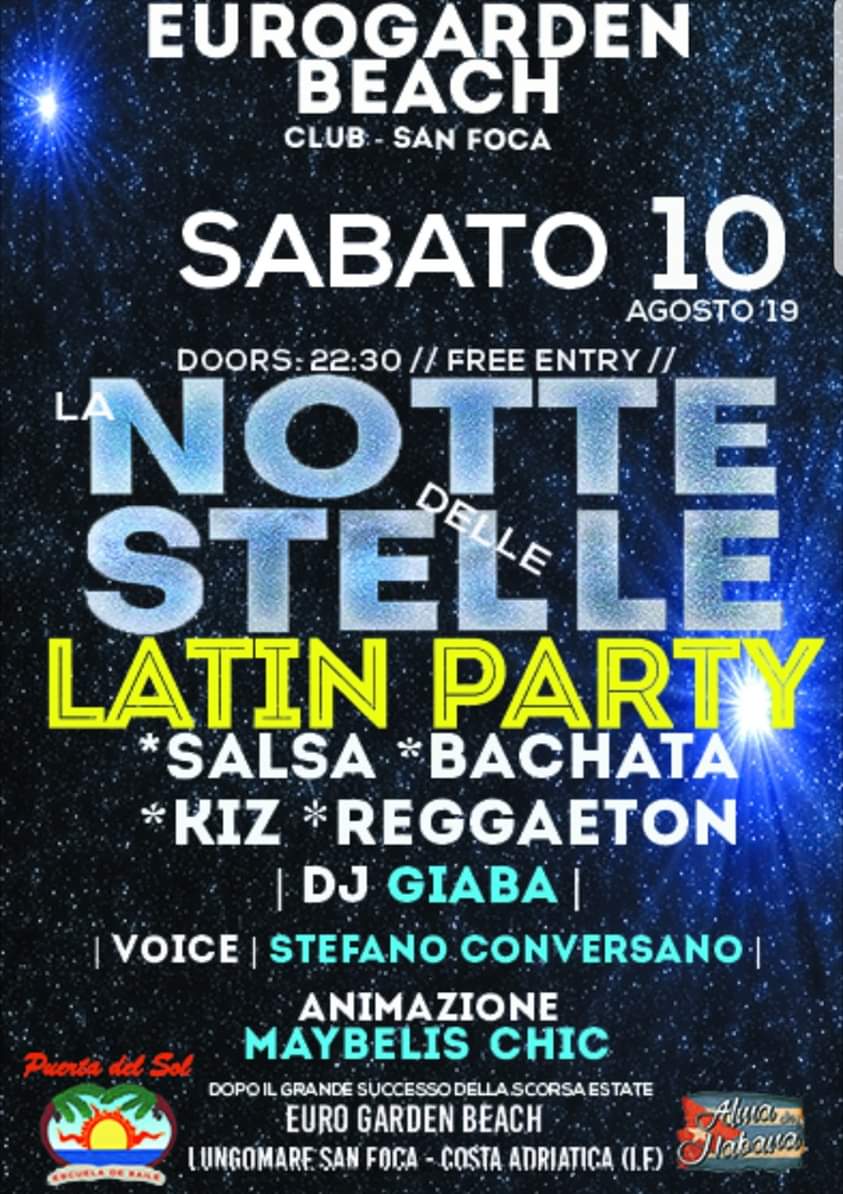 SABATO LATIN PARTY-LA NOTTE DELLE STELLE